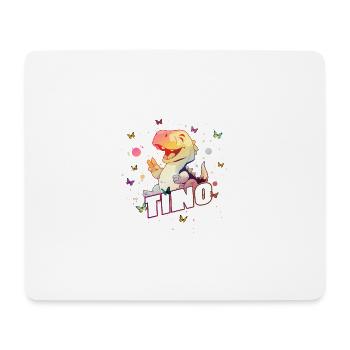 TINO - Schöner Junge Name mit süßem DINO T-REX - Mousepad (Querformat) - Weiß - Vorne