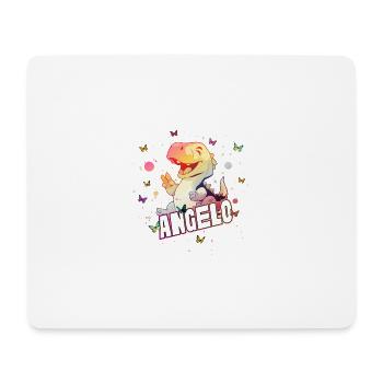 ANGELO - Beau nom de garçon avec mignon DINO T-REX - Tapis de souris (format paysage) - blanc - Devant