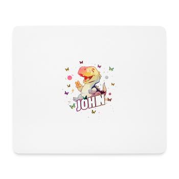 JOHN - Schöner Junge Name mit süßem DINO T-REX - Mousepad (Querformat) - Weiß - Vorne