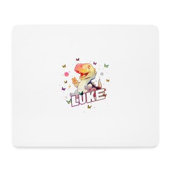 LUKE - Schöner Junge Name mit süßem DINO T-REX - Mousepad (Querformat) - Weiß - Vorne