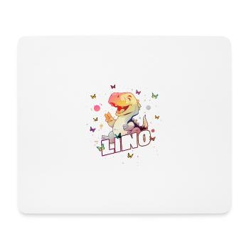 LINO - Beau prénom de garçon avec mignon DINO T-REX - Tapis de souris (format paysage) - blanc - Devant