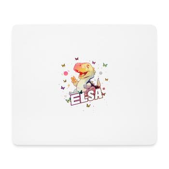 ELSA - Beautiful GIRL name with cute DINO T-REX - Mouse Pad (horizontal) - white - Front
