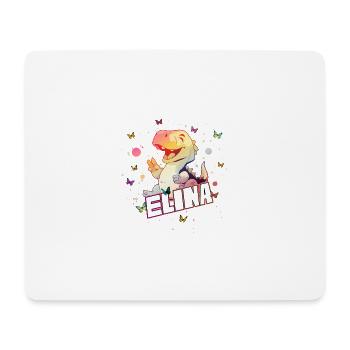 ELINA - Schöner MÄDCHEN Name mit süßem DINO T-REX - Mousepad (Querformat) - Weiß - Vorne