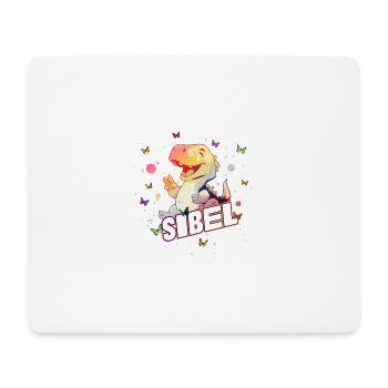 SIBEL - Beautiful GIRL name with cute DINO T-REX - Mouse Pad (horizontal) - white - Front