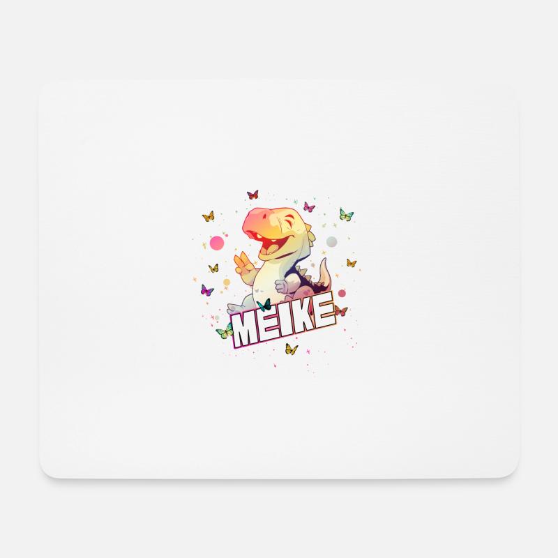 MEIKE - Schöner MÄDCHEN Name mit süßem DINO T-REX - Mousepad (Querformat) - Weiß