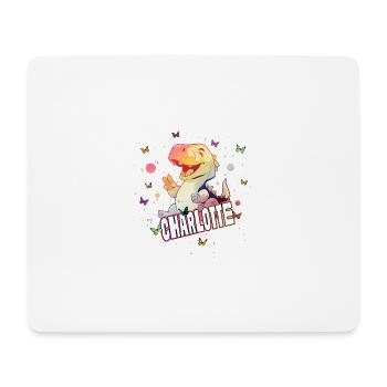 CHARLOTTE - Schöner MÄDCHEN Name mit süßem DINO - Mousepad (Querformat) - Weiß - Vorne