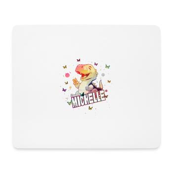 MICHELLE - Schöner MÄDCHEN Name mit süßem DINO - Mousepad (Querformat) - Weiß - Vorne