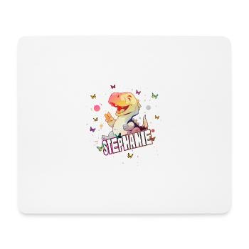 STEPHANIE - Beau nom de FILLE avec mignon DINO - Tapis de souris (format paysage) - blanc - Devant
