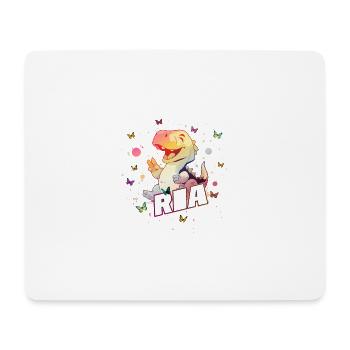 RIA - Beau nom de FILLE avec mignon DINO - Tapis de souris (format paysage) - blanc - Devant