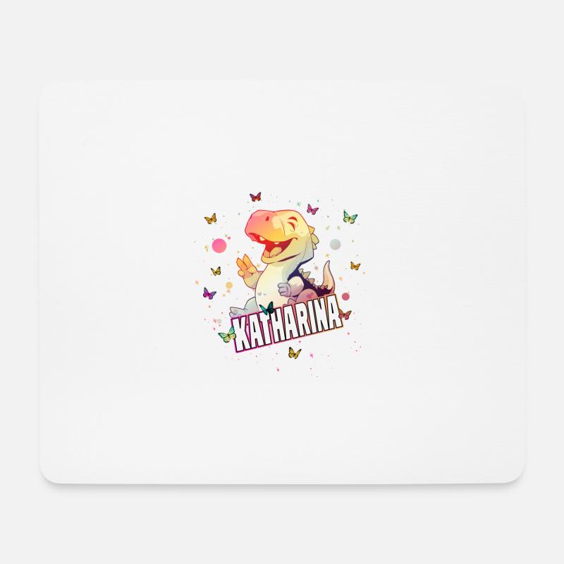 KATHARINA - Schöner MÄDCHEN Name mit süßem DINO - Mousepad (Querformat) - Weiß