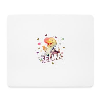SELINA - Schöner MÄDCHEN Name mit süßem DINO - Mousepad (Querformat) - Weiß - Vorne