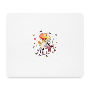 VILA - Beau nom de FILLE avec un DINO mignon - Tapis de souris (format paysage) - blanc - Devant