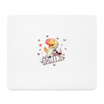 ROMINA - Schöner MÄDCHEN Name mit süßem DINO - Mousepad (Querformat) - Weiß - Vorne