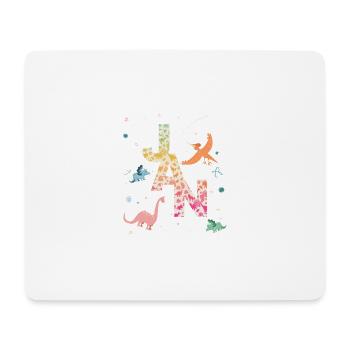 JAN - Beautiful boy name with dinosaur - Mouse Pad (horizontal) - white - Front