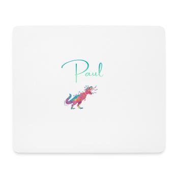 PAUL - Beautiful boy name with dinosaur - Mouse Pad (horizontal) - white - Front
