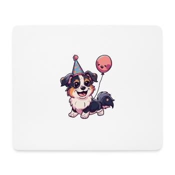 Border Collie Chiens Anniversaire Bande dessinée - Tapis de souris (format paysage) - blanc - Devant