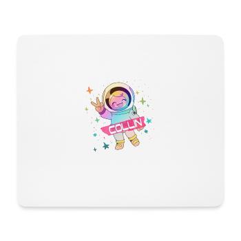 COLLIN - Beau nom de garçon avec astronaute mignon - Tapis de souris (format paysage) - blanc - Devant