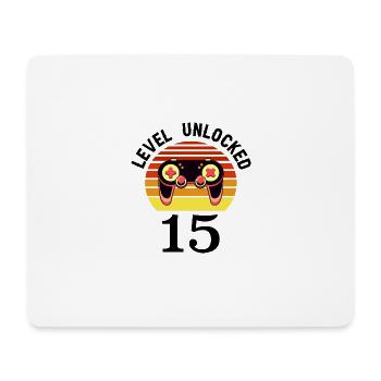Level 15 unlocked 15 Birthday 15 years old - Mouse Pad (horizontal) - white - Front