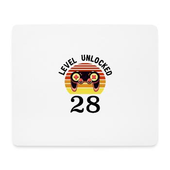 Level 28 unlocked 28 Geburtstag 28 Jahre alt - Mousepad (Querformat) - Weiß - Vorne