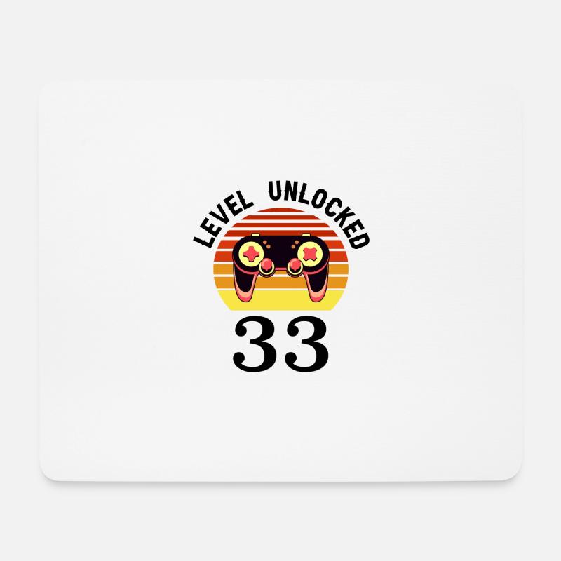 Level 33 unlocked 33 Birthday 33 years old - Mouse Pad (horizontal) - white