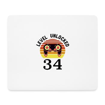 Level 34 unlocked 34 Geburtstag 34 Jahre alt - Mousepad (Querformat) - Weiß - Vorne