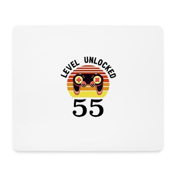 Level 55 unlocked 55 Birthday 55 years old - Mouse Pad (horizontal) - white - Front