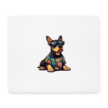 Doberman Chien Cool Été - Tapis de souris (format paysage) - blanc - Devant