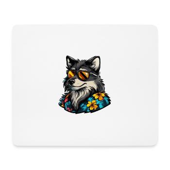 Wolf Comic Cool Sommer - Mousepad (Querformat) - Weiß - Vorne