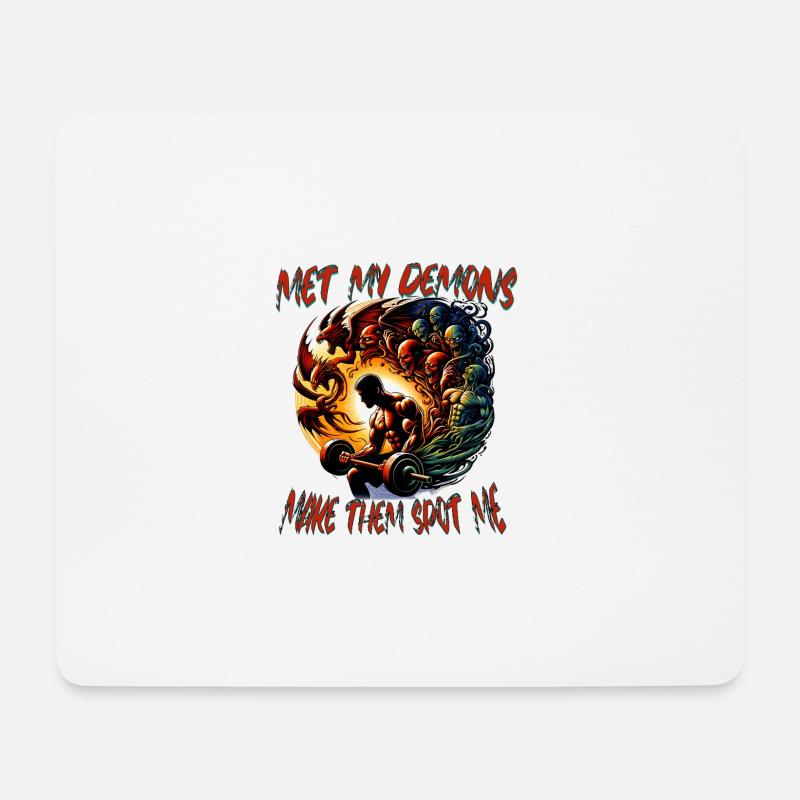Met My Demons – Gym Shirt mit Barbell Power - Mousepad (Querformat) - Weiß