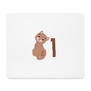 Brown Cat - 1st Birthday - Mouse Pad (horizontal) - white - Front