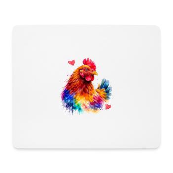 Rainbow Rooster Watercolor - Mouse Pad (horizontal) - white - Front