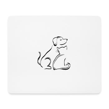 Hund und Katze innig vereint. Geschenkidee - Mousepad (Querformat) - Weiß - Vorne