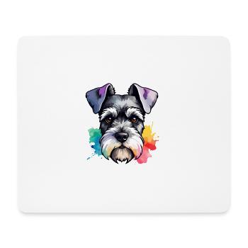 Miniature Schnauzer Dog Colorful in Watercolors - Mouse Pad (horizontal) - white - Front