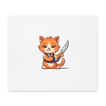 Orangefarbene Katze - Mousepad (Querformat) - Weiß - Vorne