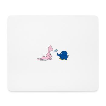 Elefant und Hase mit Schmetterling - Mousepad (Querformat) - Weiß - Vorne