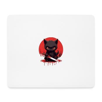 Blutrünstige Schwarze Katze - Mousepad (Querformat) - Weiß - Vorne