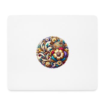 Oval Floral Blue and Pink Inspired Russian Art - Mouse Pad (horizontal) - white - Front