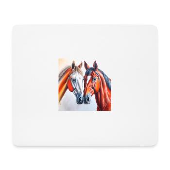 Pferdekopf#Pferde - Mousepad (Querformat) - Weiß - Vorne