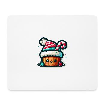Cupcake au chapeau de Père Noël : une douce gâterie de Noël ! - Tapis de souris (format paysage) - blanc - Devant
