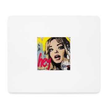 Salutation HEY en pop art rouge - Tapis de souris (format paysage) - blanc - Devant