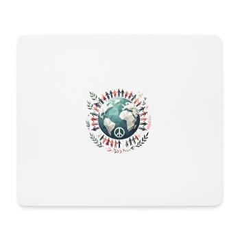 Globe de la paix mondiale cercle colombes - Tapis de souris (format paysage) - blanc - Devant