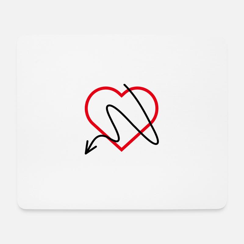 Coeur rouge avec flèche - Tapis de souris (format paysage) - blanc
