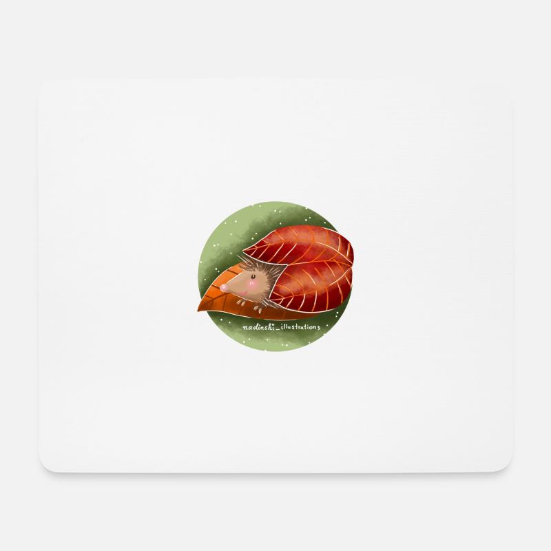 Hedgehogs in autumn - Mouse Pad (horizontal) - white