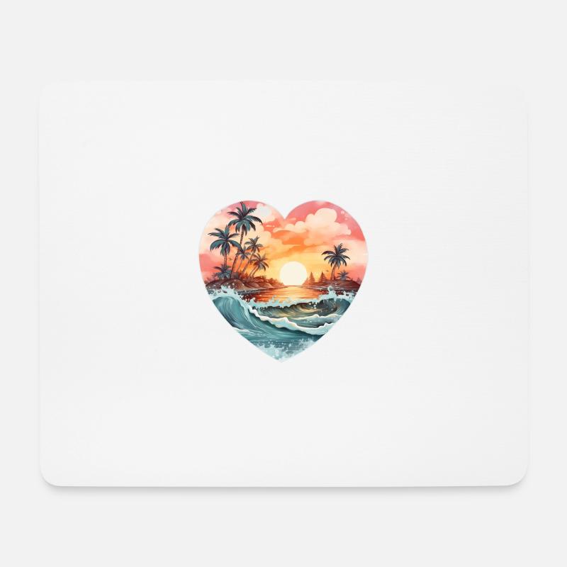 Strand Herzmotiv - Mousepad (Querformat) - Weiß