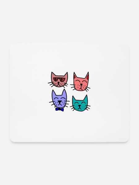 Bunte Katzen - Mousepad (Querformat) - Weiß
