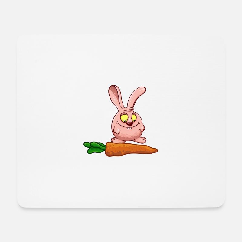 Hase mit Karotte - Mousepad (Querformat) - Weiß