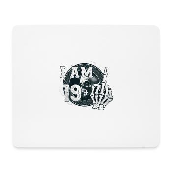 I'm 19 plus 1 middle finger Skull funny 20th - Mouse Pad (horizontal) - white - Front