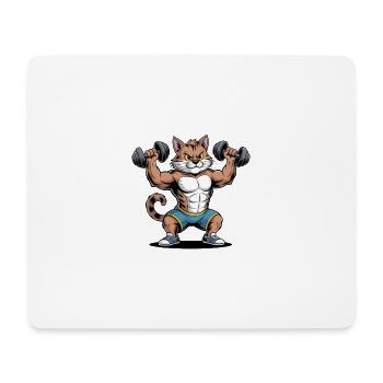 Katzenmuskelkraft Krafttraining - Mousepad (Querformat) - Weiß - Vorne