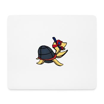 Schildkröte mit Taucherbrille und Schnorchel - Mousepad (Querformat) - Weiß - Vorne