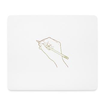 Eine skizzierte Hand, die einen Bleistift hält - Mousepad (Querformat) - Weiß - Vorne